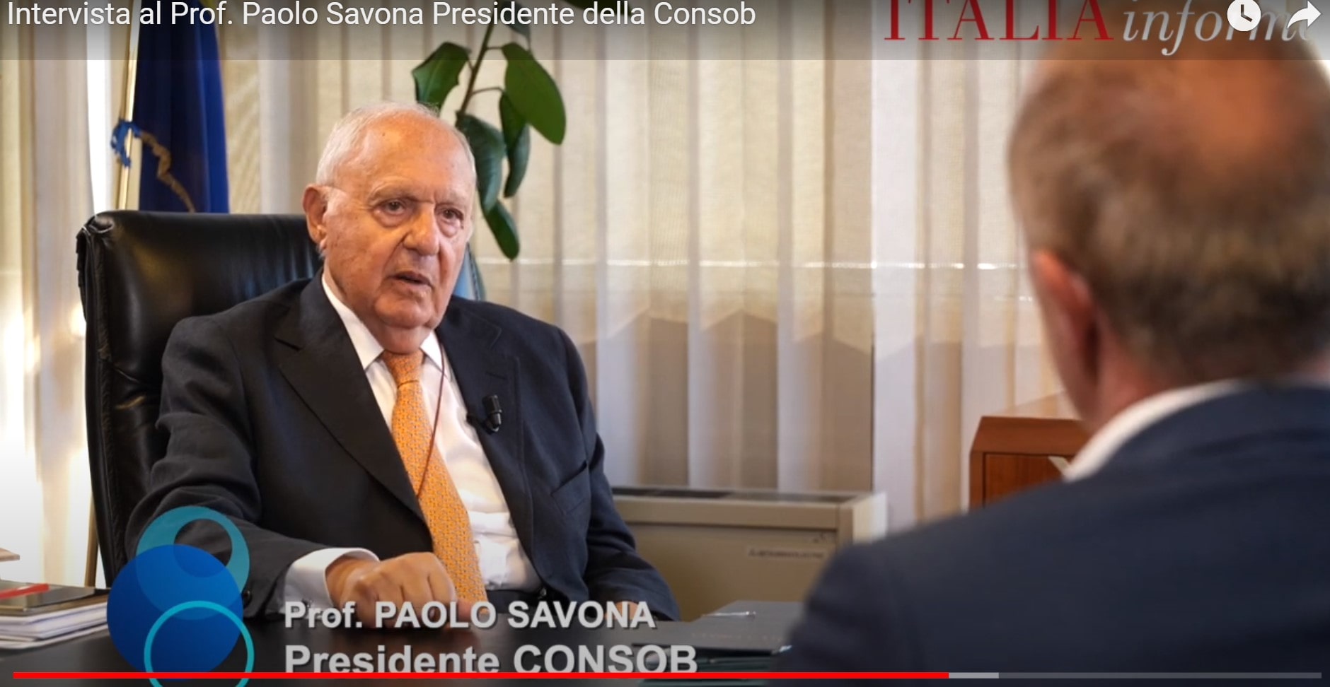 Un momento dell'intervista di Giuseppe Castellini al Prof. Paolo Savona